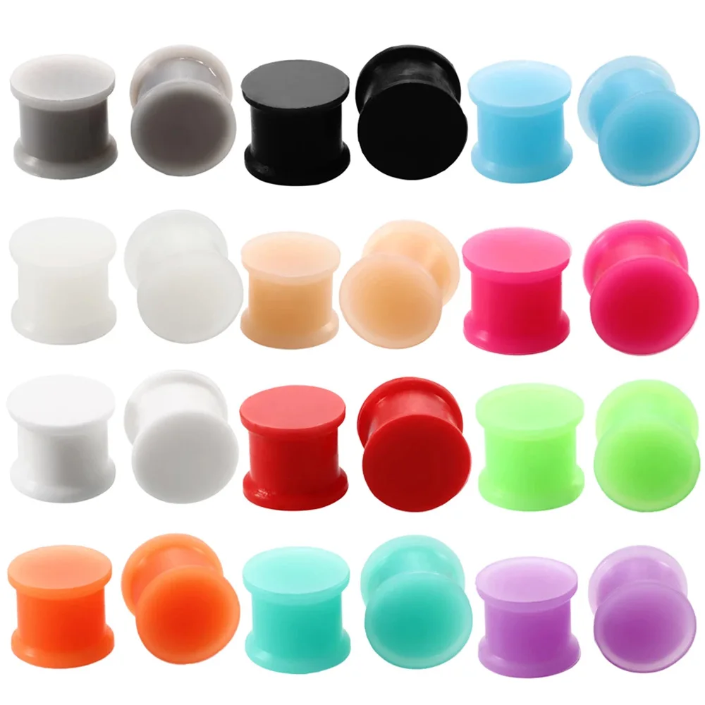 

1 Pair Silicone Solid Ear Plugs and Tunnels Full Size 3-25mm 00G Ear Gauges Expander Stretcher Earlets Ear Piercing Body Jewelry