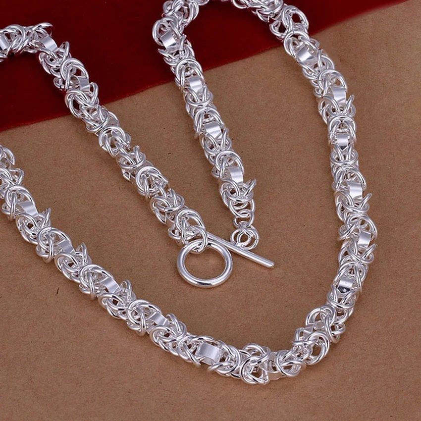 

Fine 925 Sterling Silver Wedding Exquisite Noble Luxury Men Women Lady Chain Solid Charm Faucet Necklace 18 Inches Jewelry