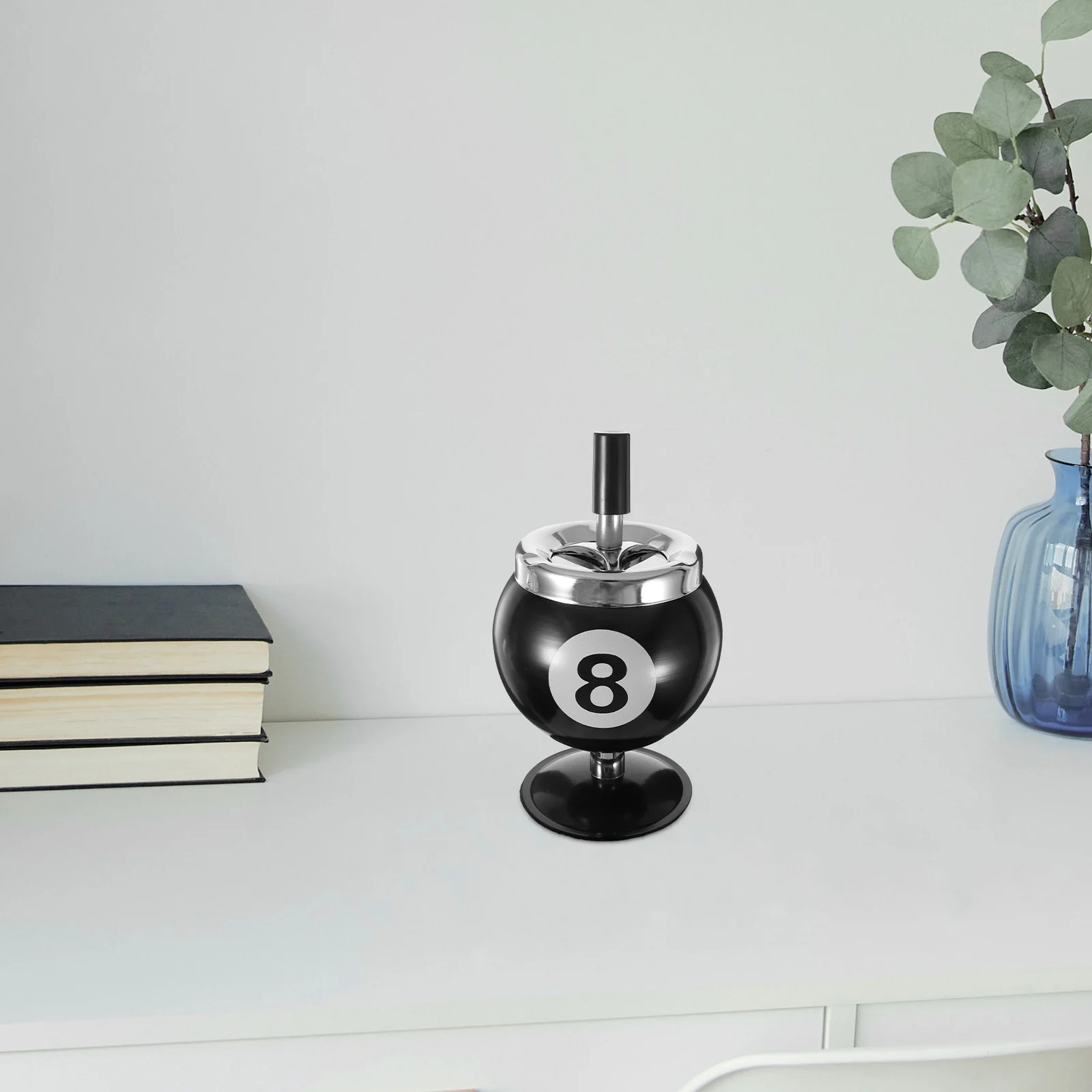 

1 Pcs Unique Billiards Ball Push Down Cigarette Ashtray Stylish Metal Ashtray for Bars Cafes Restaurants