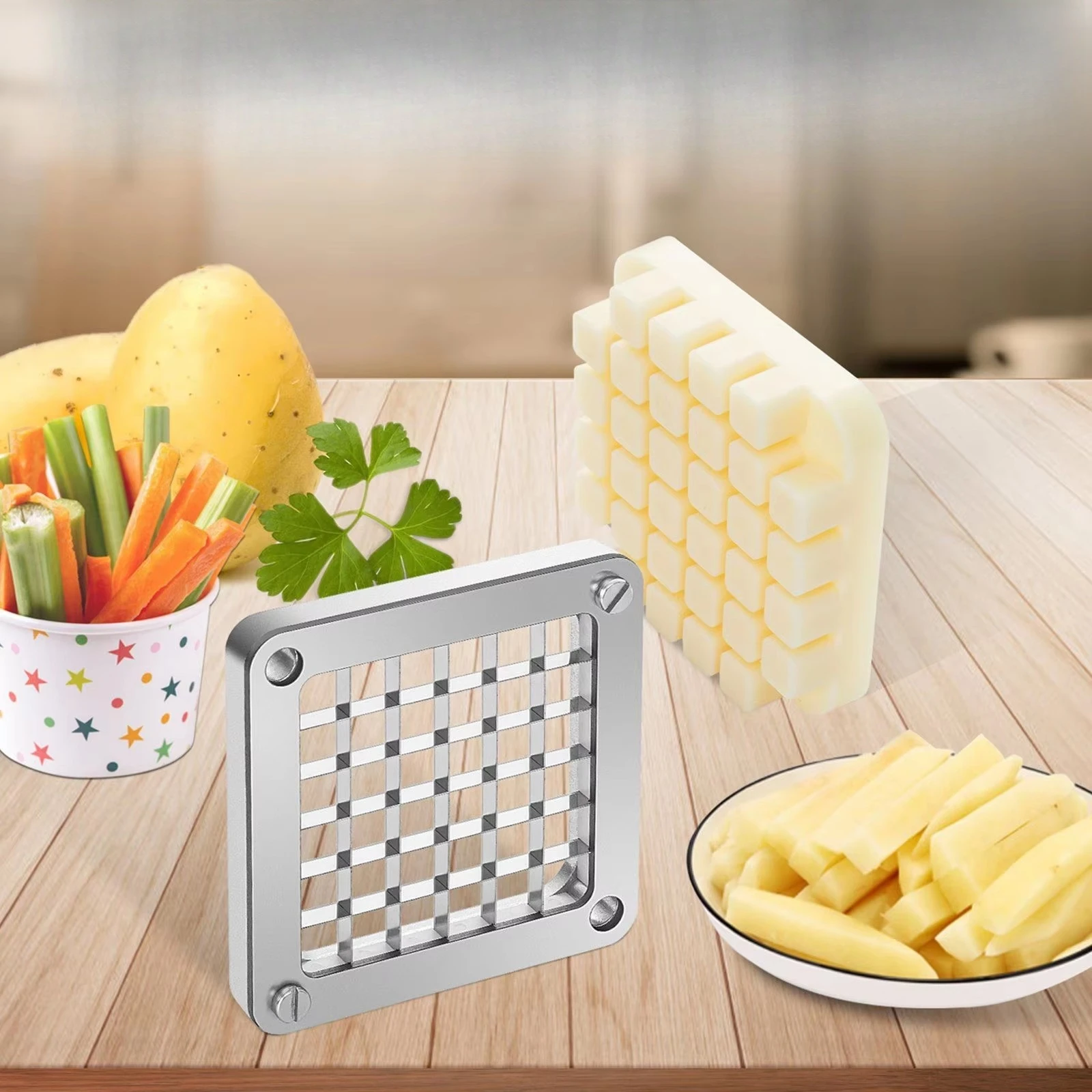 1/2 Replacement Shredder Blade Assembly 3-piece set, French Fry Knife 6 additional blades, Stainless Steel