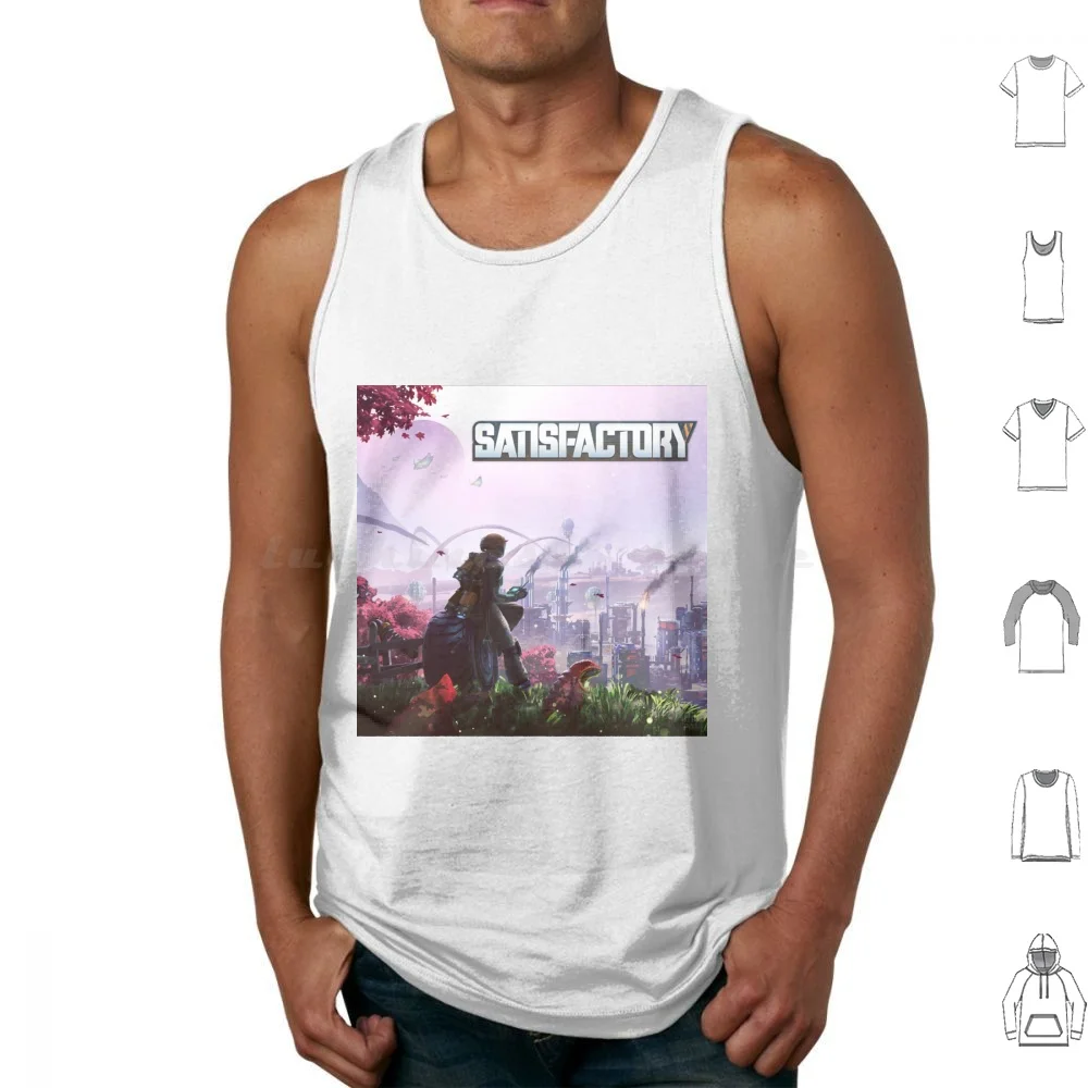 Satisfactory Game Cover Tank Tops Print Cotton Video Games Coffee Stain Goat Simulator Satisfactory Steam Games