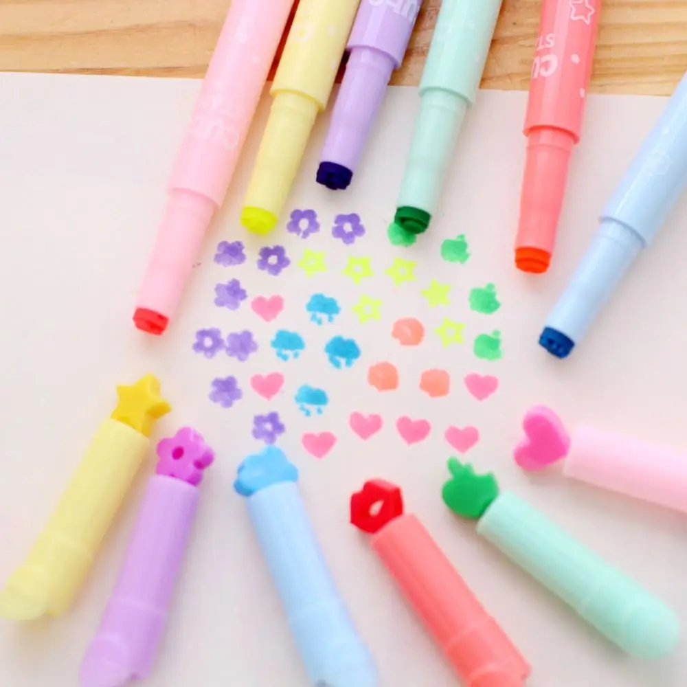 Cute Candy Color Highlighters Pen Creative Marker Stamp Fluorescent Pens School Supplies Office Stationery