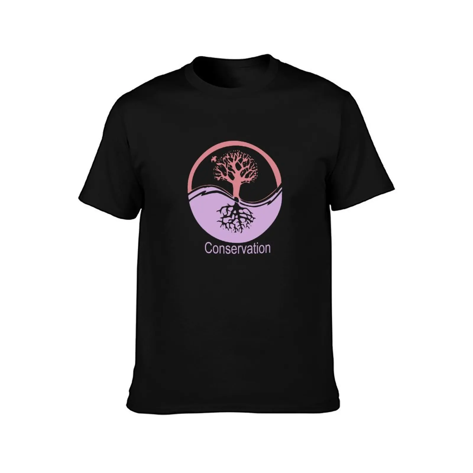 Conservation Tree Symbol Pink and Purple T-Shirt, Summer Casual Cotton Tee, Oversized Streetwear Tops, Vintage Graphic Print