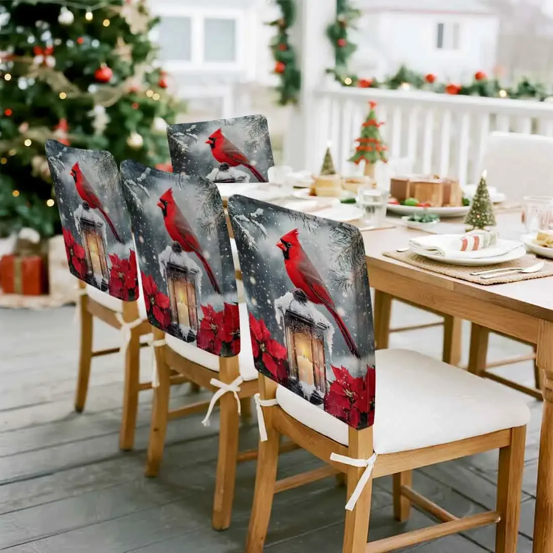 2/4/6pcs/set 45x55cm Christmas cardinal Chair Cover Table Decoration Dining Seat Chair Covers Dining Room Bar Party Banquate