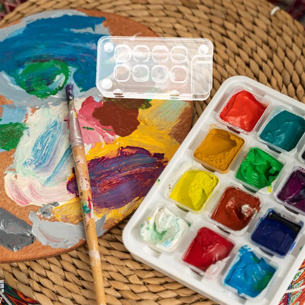 

2Pcs Compact Watercolor Palette Box 8 Compartment Portable Travel Friendly Pigment Tray for on The Go Artists Color Mixing Tool