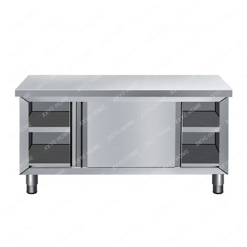 MM Stainless steel workbench sliding door with push kitchen special console locker