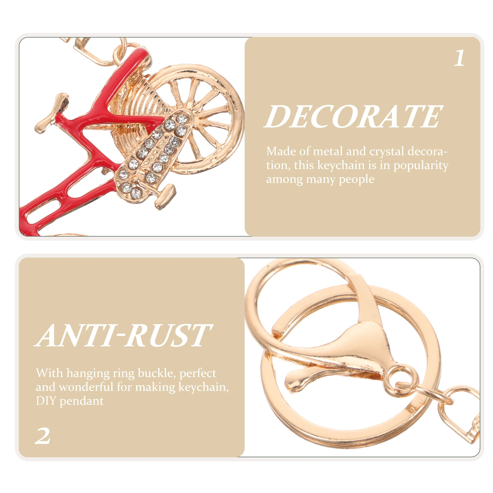 

Decorative Bike Key Pendant Rhinestone Keychain Bicycle Accessories for Adult Bikes Crystal