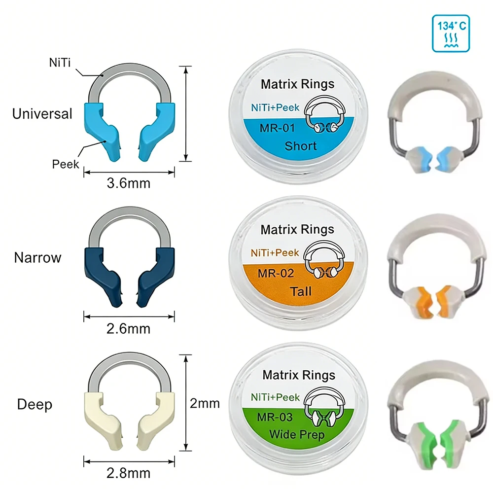 Dental Restorative Sectional Matrix System - Nitinol Niti Bands with Clip Ring for Posterior Teeth