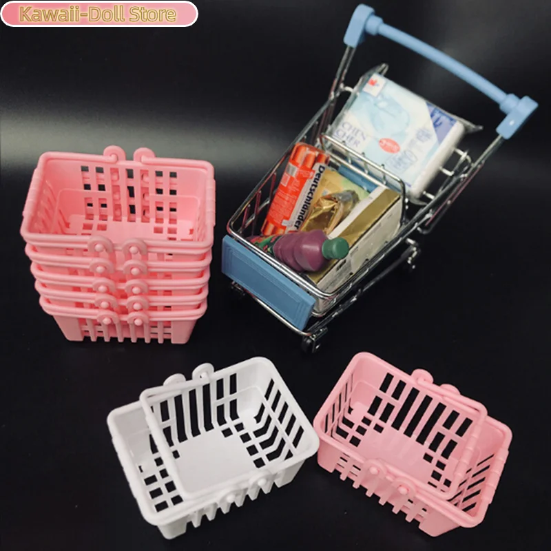 Cesta de compras para casa de muñecas, juguetes para juego de imitación, muebles en miniatura, 1 Uds.