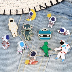 SF ファン漫画ブローチピンかわいいロボット宇宙飛行士面白いエイリアンエナメルピン子供探検宇宙バッジ Tシャツ帽子バッグジュエリー