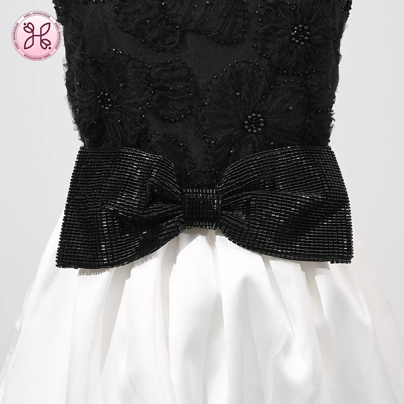 فساتين أنيقة من الدانتيل للنساء برقبة دائرية بدون أكمام وخصر عالٍ مرقعة فستان حفلات شفاف جديد للسيدات #5