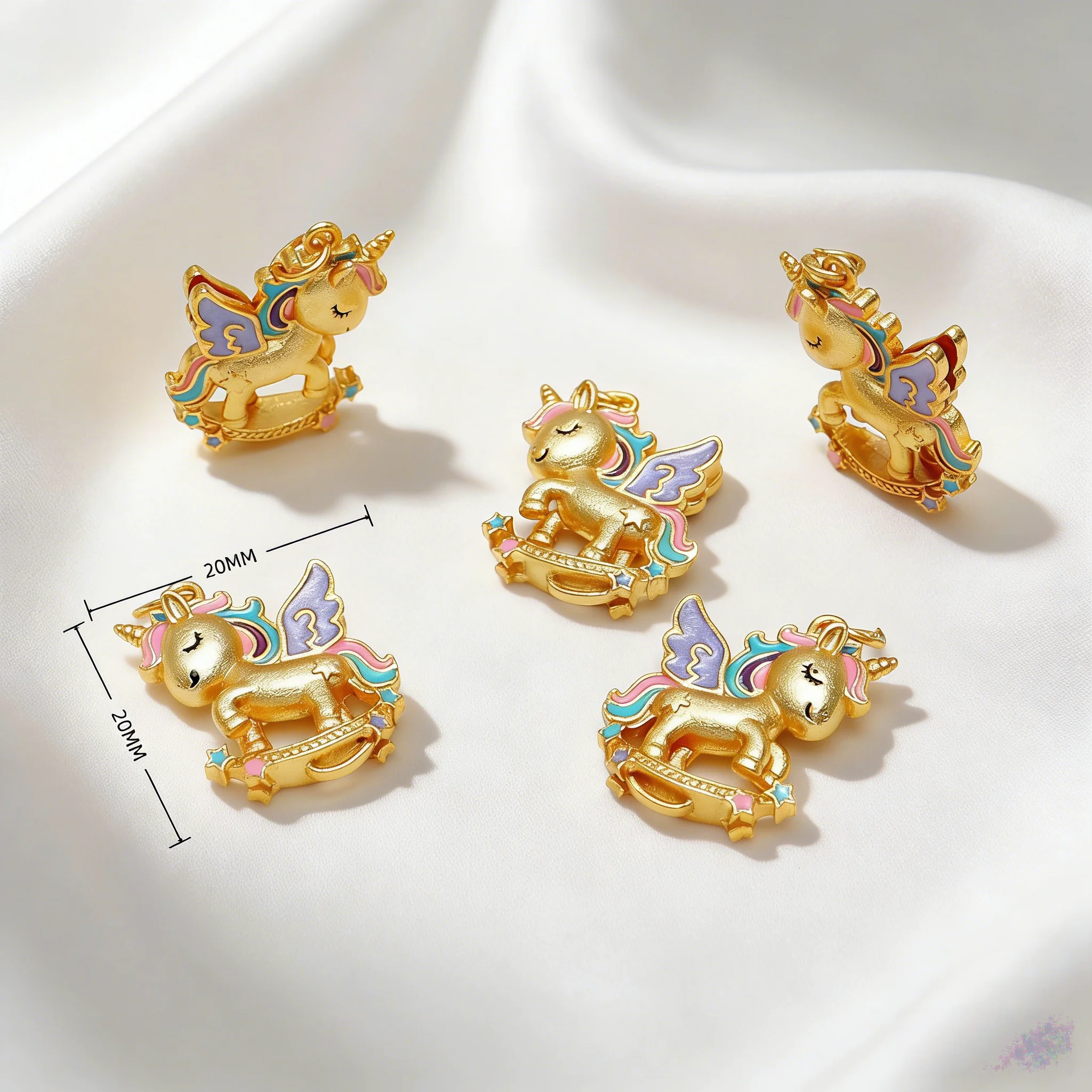 Ancient Sand Gold Rainbow Horse Unicorn Dripping Oil Enamel Pendant DIY Bracelet Necklace Jewelry Accessories Hanging