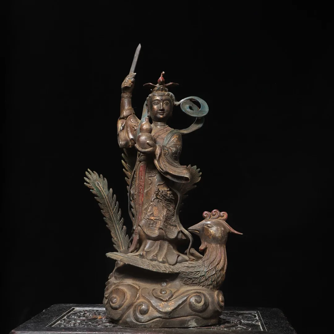 Old copper Jiu Tian xuan nv Buddha statue,46cm(H),5.5KG(WEIGHT), Free shipping