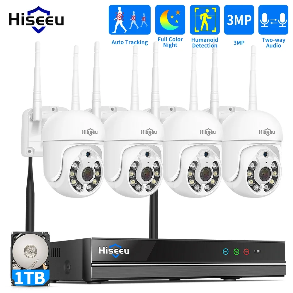 Hiseeu-Kit de système de sécurité de caméra de vidéosurveillance WiFi, ensemble d\'enregistreur NVR 16CH, caméras IP sans fil extérieures P2P, 5MP