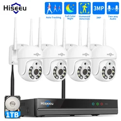 Hiseeu-Kit de système de sécurité de caméra de vidéosurveillance WiFi, ensemble d'enregistreur NVR, caméras IP sans fil extérieures, 5MP, 10 canaux, P2P