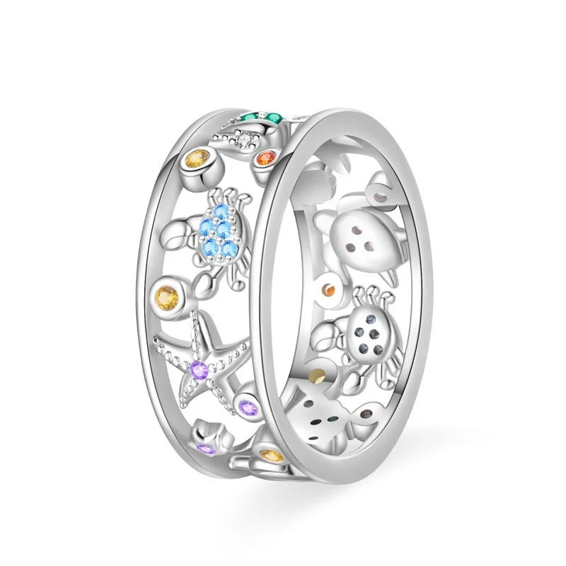 Ringe für Frauen, 100 % 925er Sterlingsilber, rosa Herz, Krone, Stern, Mond, Schneeflocke, Zirkon, Ringe, Mode, Verlobung, Hochzeit, Schmuck – Detail 24