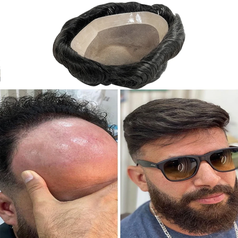 الشعر المستعار للرجال شعر الإنسان رجل الشعر المستعار قاعدة أحادية مع NPU حول وحدات الشعر مجعد موجة الرجال الباروكات الشعر المستعار الإنسان الحقيقي استبدال