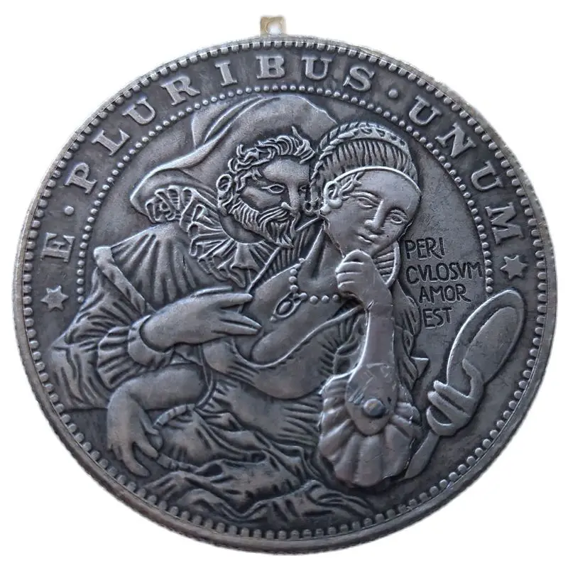 

Mechanism Movable Challenge Coin Hobo Nickel Morgan Dollar Amazing Art Mask Girl Creative Gift