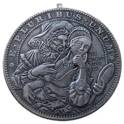 Mechanism Movable Challenge Coin Hobo Nickel Morgan Dollar Amazing Art Mask Girl Creative Gift