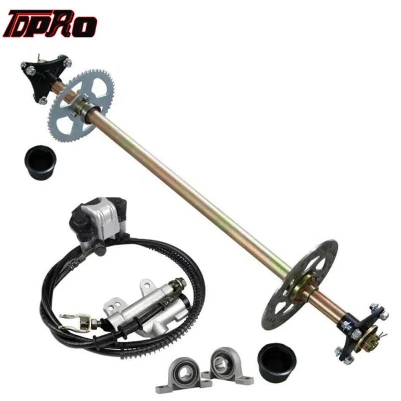 TDPRO Go Kart Rear Axle Kit Brake Hub Disc Rotor T8F Chain Sproket Brake Assembly Master Cyclinder Wheel Hub Set Assembly