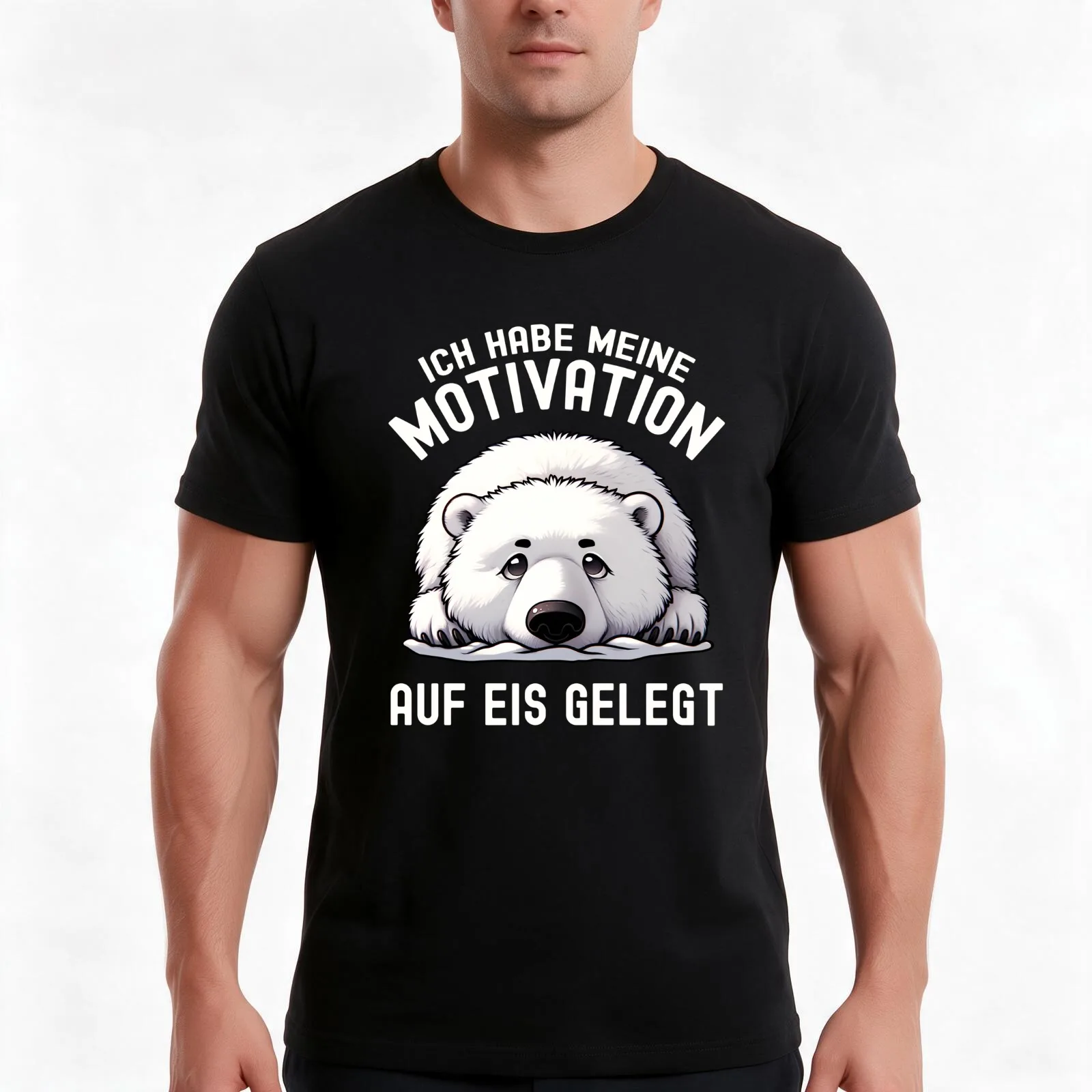 Cute polar bear with no enthusiasm, no desire, no motivation saying T-Shirt, Summer Casual Cotton Tee, Oversized Streetwear Tops