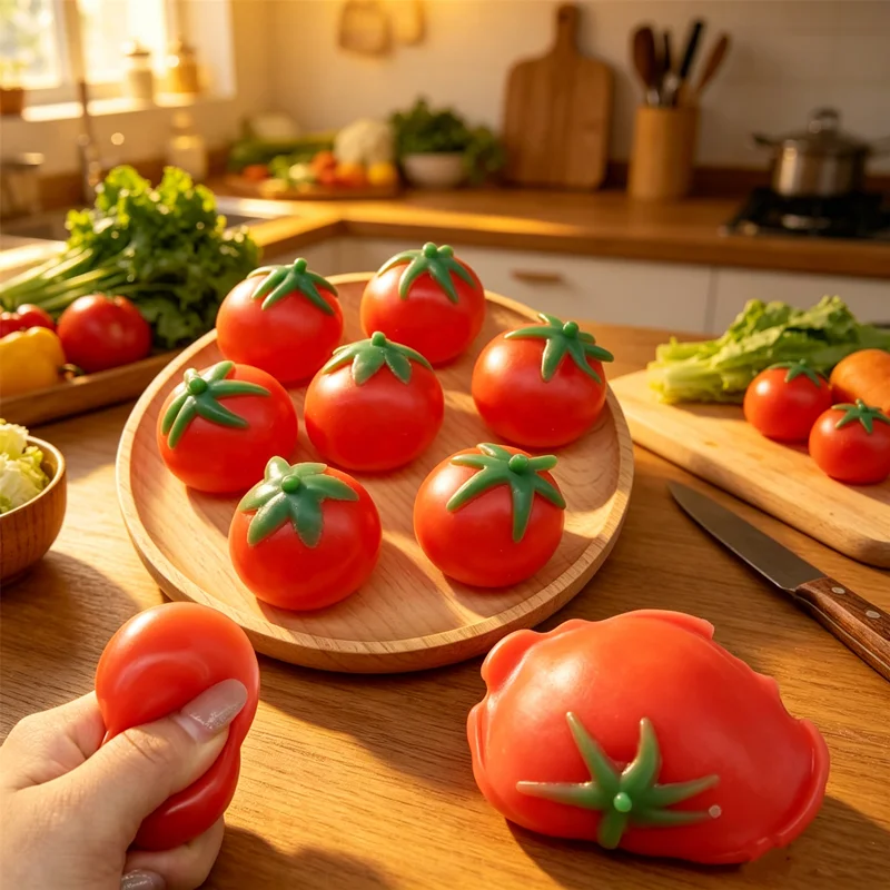 Pelota Antiestrés de Tomate, Juguete Sensorial Suave de Rebote Lento para TDAH y Autismo, Juguete para Adultos y Niños, Regalo de Navidad o Cumpleaños