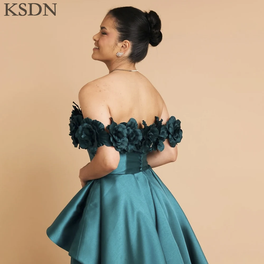 Ksdn luxo fora do ombro vestidos de noite ocasião especial sem mangas flor capela trem a linha vestidos ocasião especial vestido