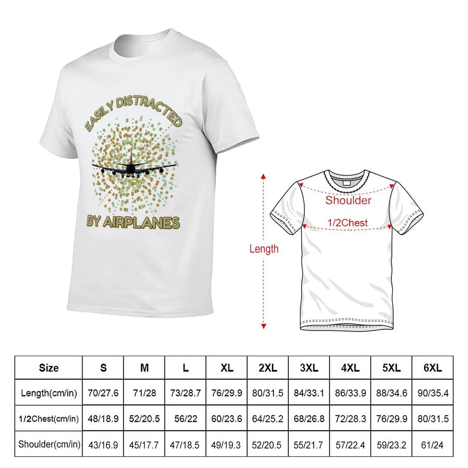 Easily Distracted By Airplanes T-Shirt oversized t shirt blanks shirts graphic tee men