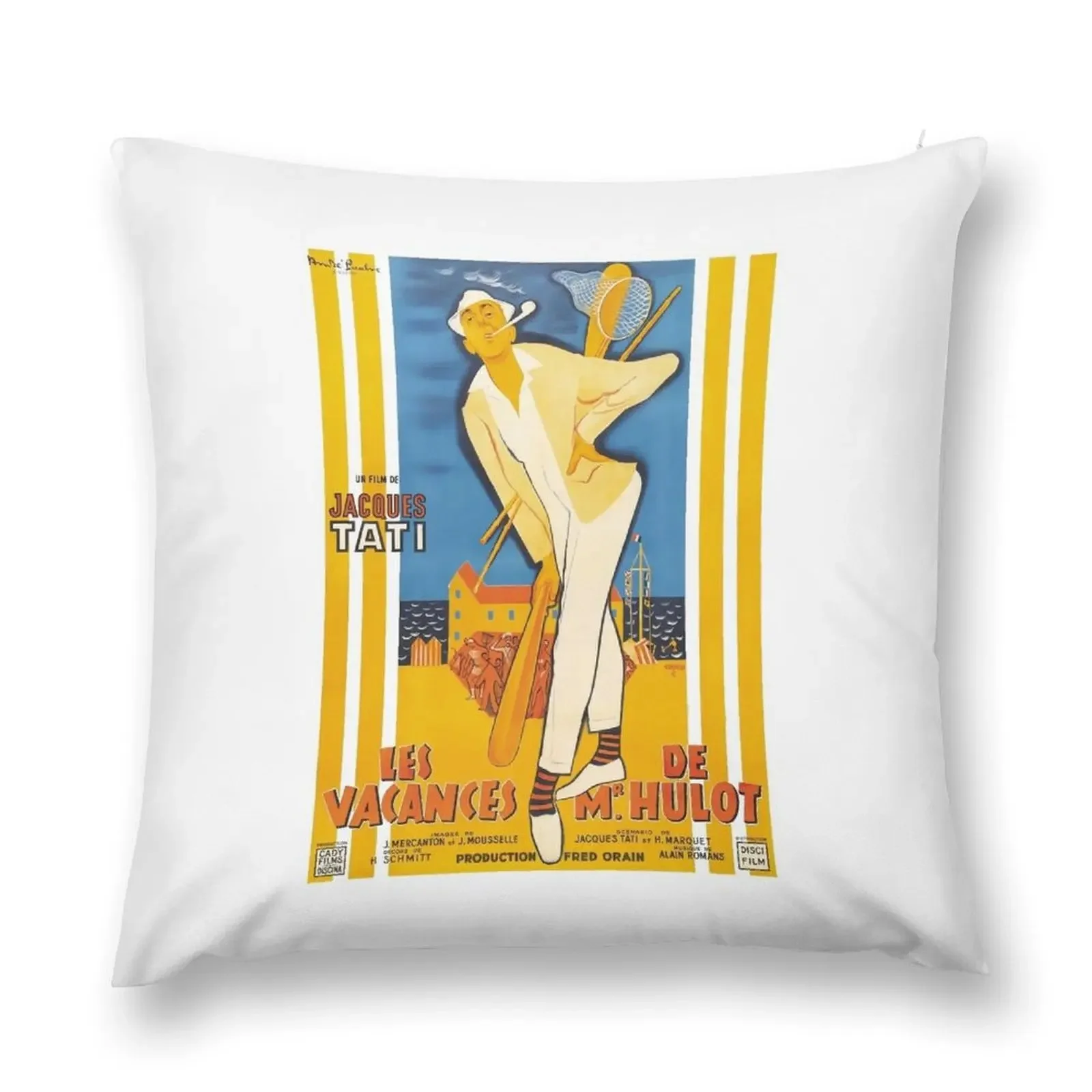 Mr. Hulot's Holiday - Les Vacances de Mr. Hulot - Jacques Tati Throw Pillow Christmas Pillows Cushion Cover pillow