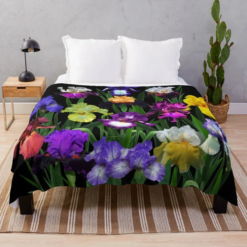 

Iris Garden On Black Throw Blanket manga Stuffeds Sofa Quilt Winter beds Blankets