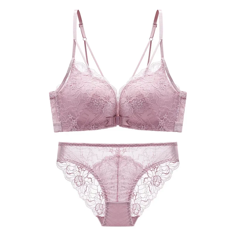 

Сексуальный кружевной бюстгальтер на косточках для женщин, повседневный простой бюстгальтер с открытой передней частью, тонкое нижнее белье, комплект бюстгальтера и трусиков
