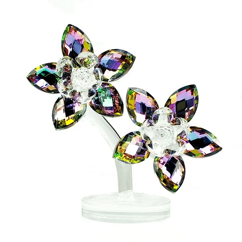 DILU cristal violeta flor artesanía curativa hecha a mano Rosa flor ornamento para fiesta Deco centros de mesa de boda regalos de recuerdo