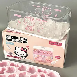 Sanrio Hello Kitty Ice Cubes Mold Food Grade Silica Gel Press Ice Tray Household Refrigerator Cute Ice Making Storage Box Gifts