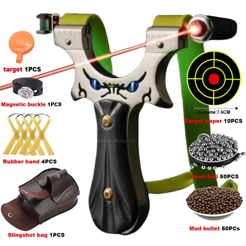 

Высокоточная лазерная Рогатка из нержавеющей стали для охоты с плоской резиновой лентой для тренировок при катапульте