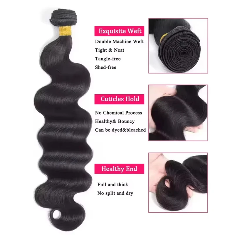 16A 30 40 pollici onda del corpo fasci di capelli umani tessuto non trattato dei capelli umani al 100% 3 4 pz estensioni naturali dei capelli umani grezzi