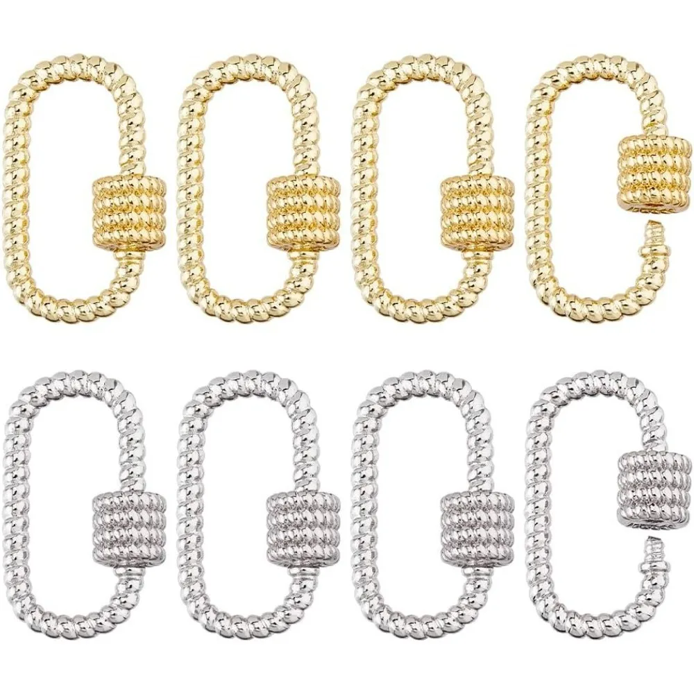 

8pcs Screw Carabiner Oval Shape Brass Clasp 2 Colors Buckle Clips Carabiner Lock Charms for Keychains Necklaces Jewelry Making