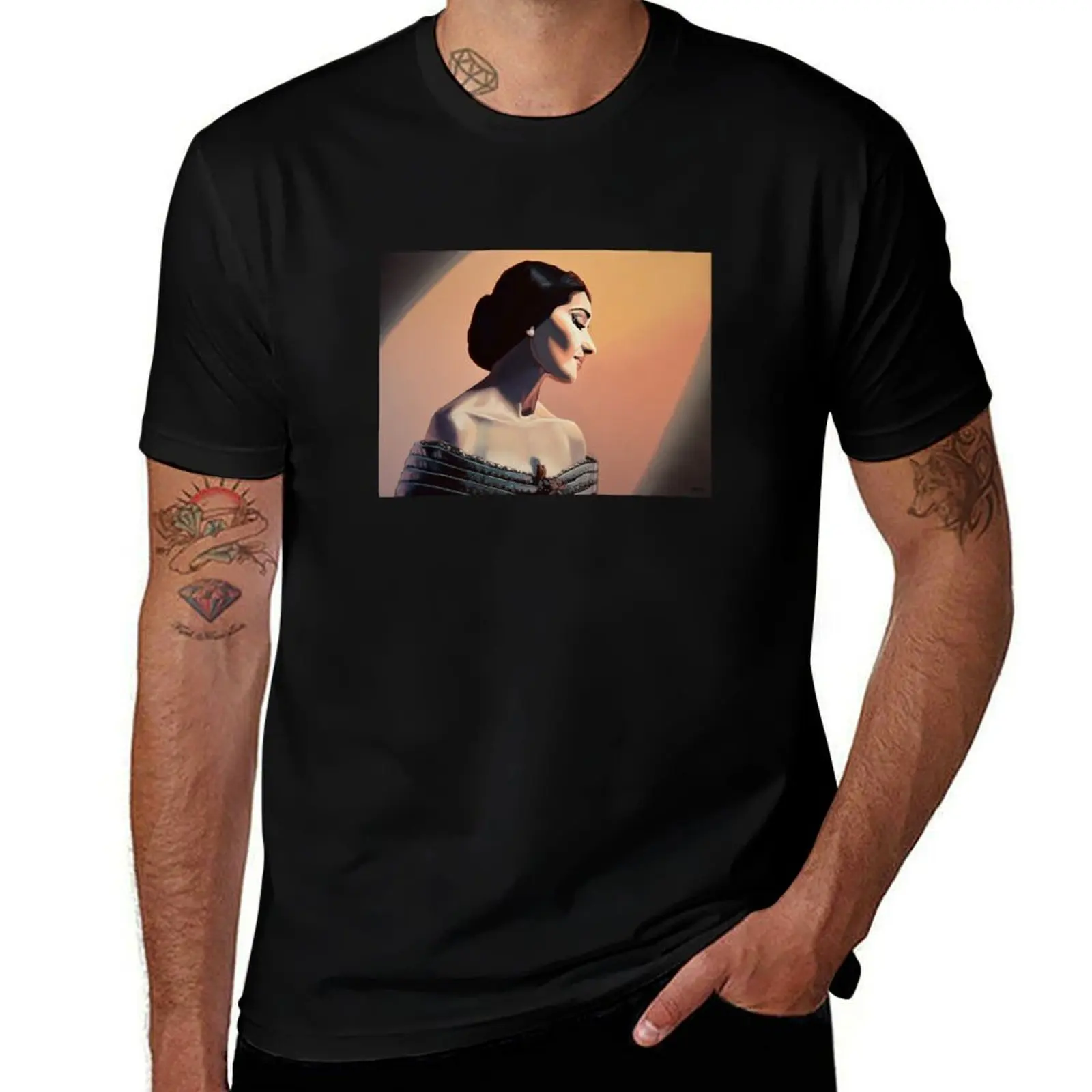 Maria Callas painting T-Shirt Regular Fit Plain Tee Shirt T-Shirt