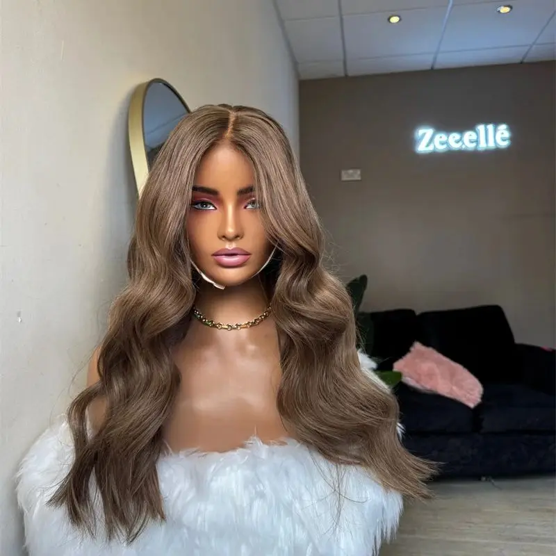 Ombre Chocolate Brown Wig Synthetic HD Wigs For Women High Density Women's Wig Cosplay Daily Party Wig 30'' Super Long Wave Wig