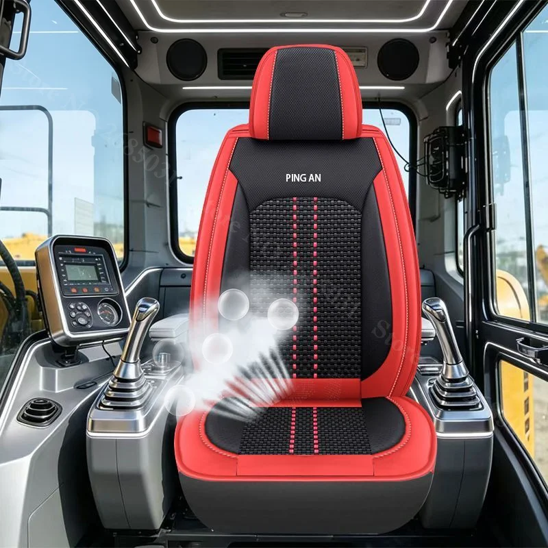 Ice Silk Leather Car Digger Excavator Loader Crane Seat Cover Cushion Protector For HITACHI DOOSAN CAT JCB LGCE Liugong Shanmon