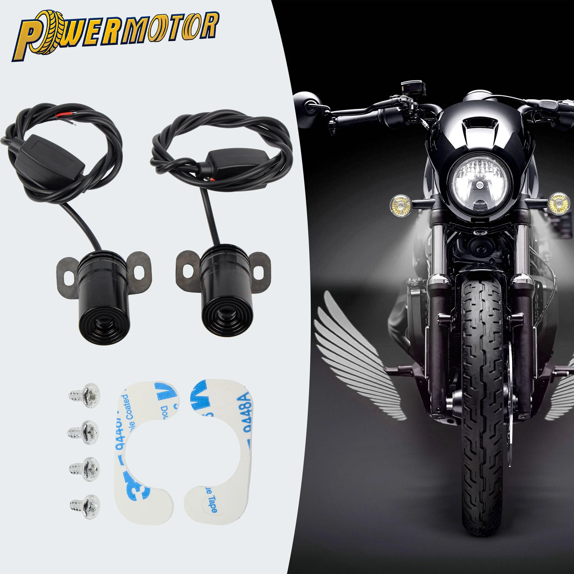 

Universal Motorcycle LED Underbody Lights Angel Wings Welcome Light Scooters Modified Accessories Electric Bike Decorative Parts