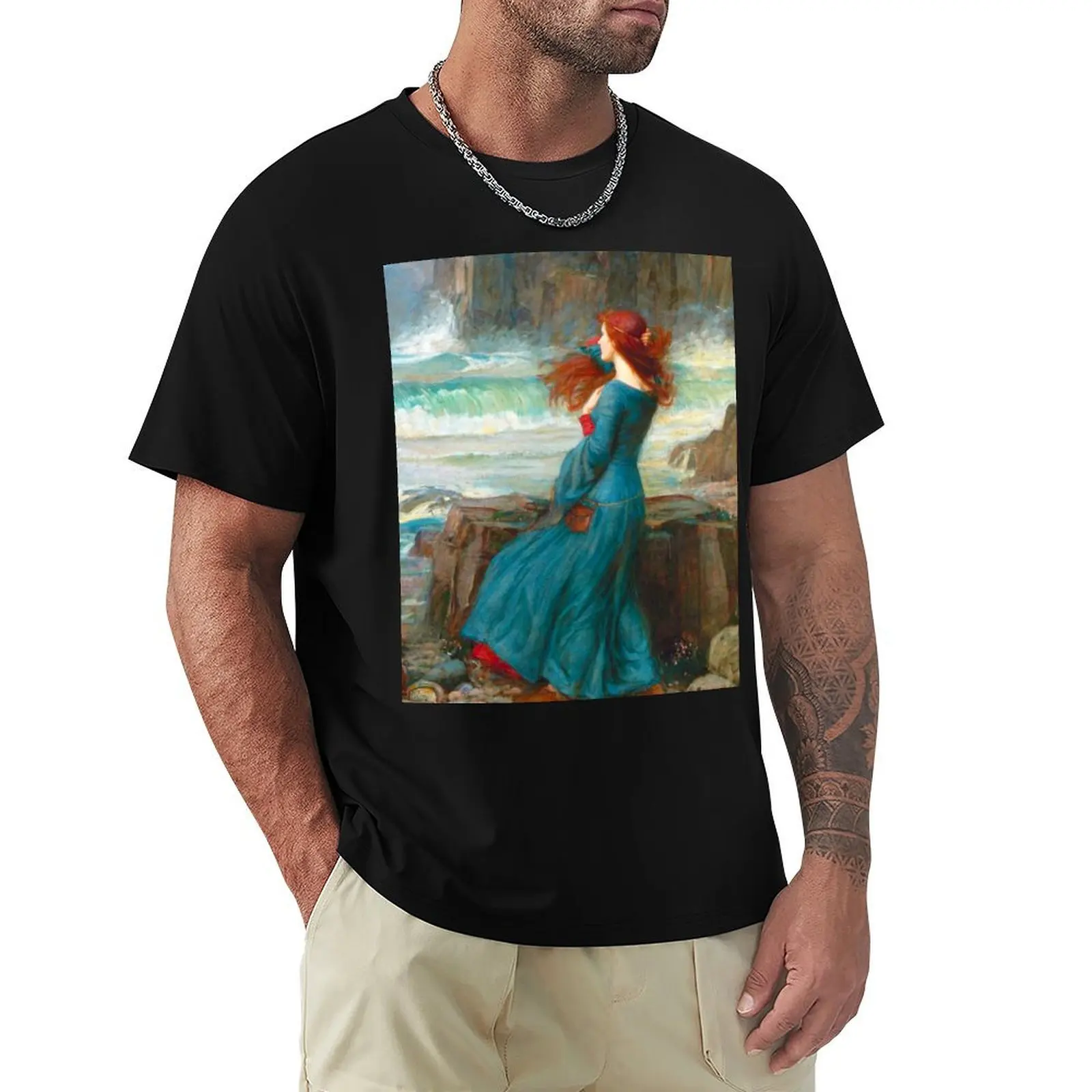 Camiseta de John William Waterhouse Miranda (The Tempest), ropa de verano, camiseta gráfica, camiseta de gran tamaño para hombres