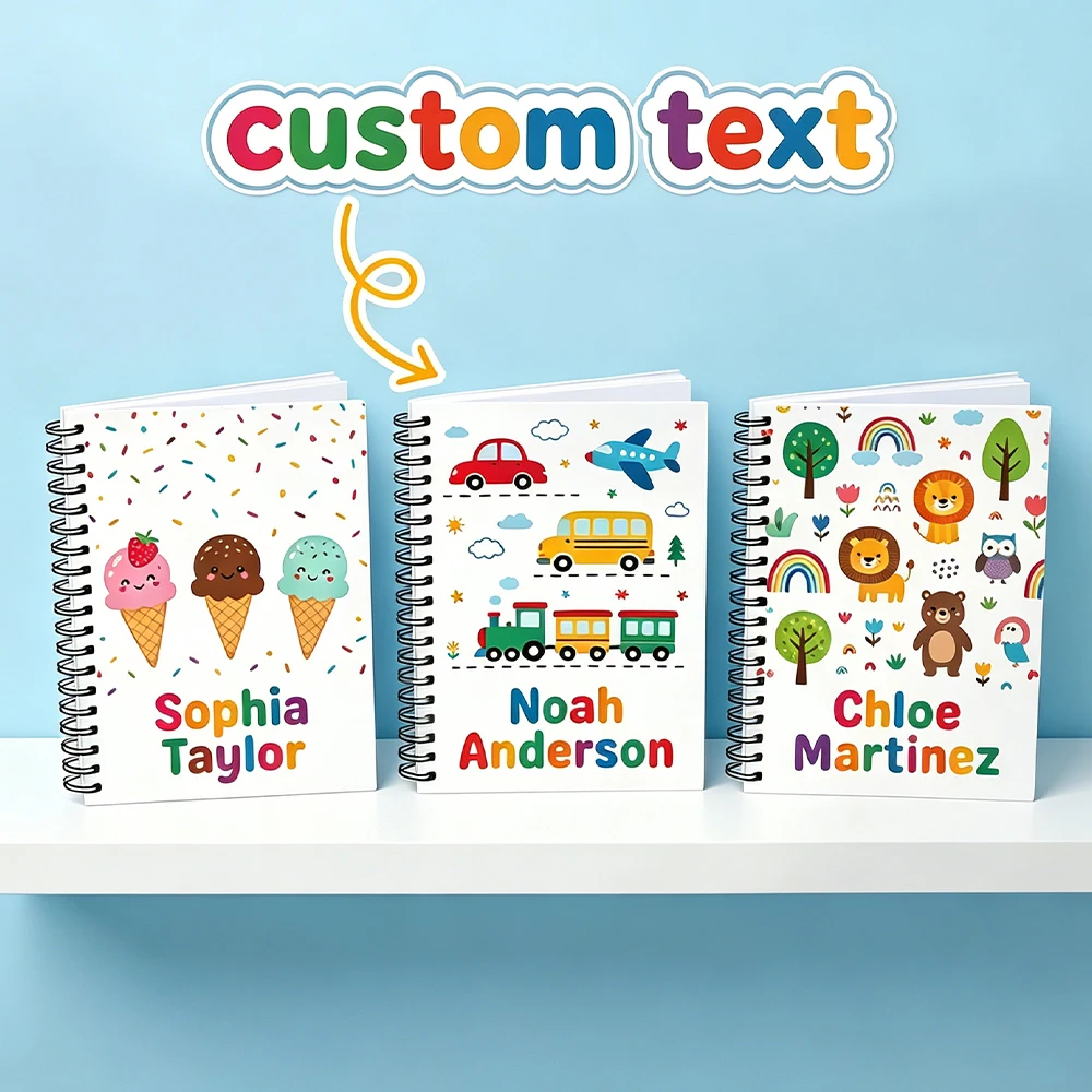 Personalised Name Diary,Colorful Cartoon Kids Notebook,Lightweight Portable,Story Writing,Art Creation,Back To School Season