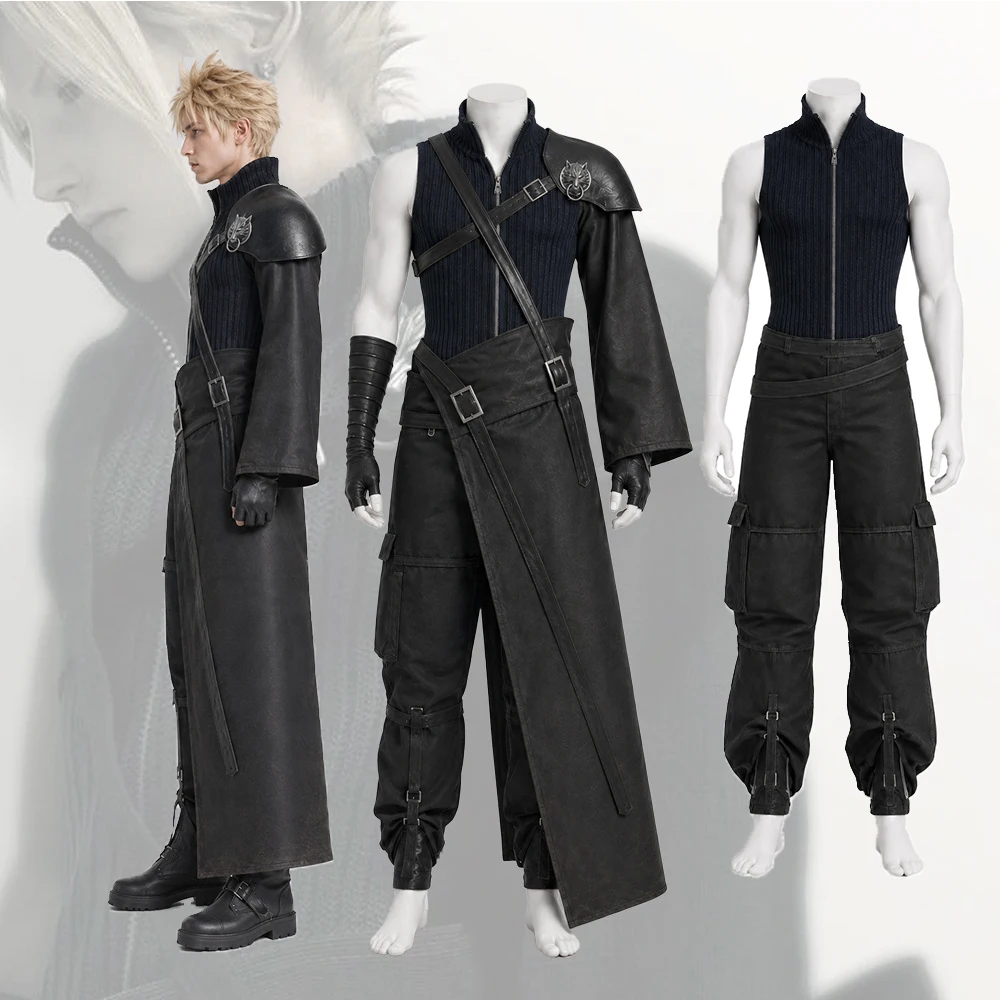 vetements-de-cosplay-cloud-strife-costume-d'anime-et-de-jeu-de-fantasy-costume-pour-homme-ideal-pour-halloween-tenue-de-fete-haut-noir-et-pantalon