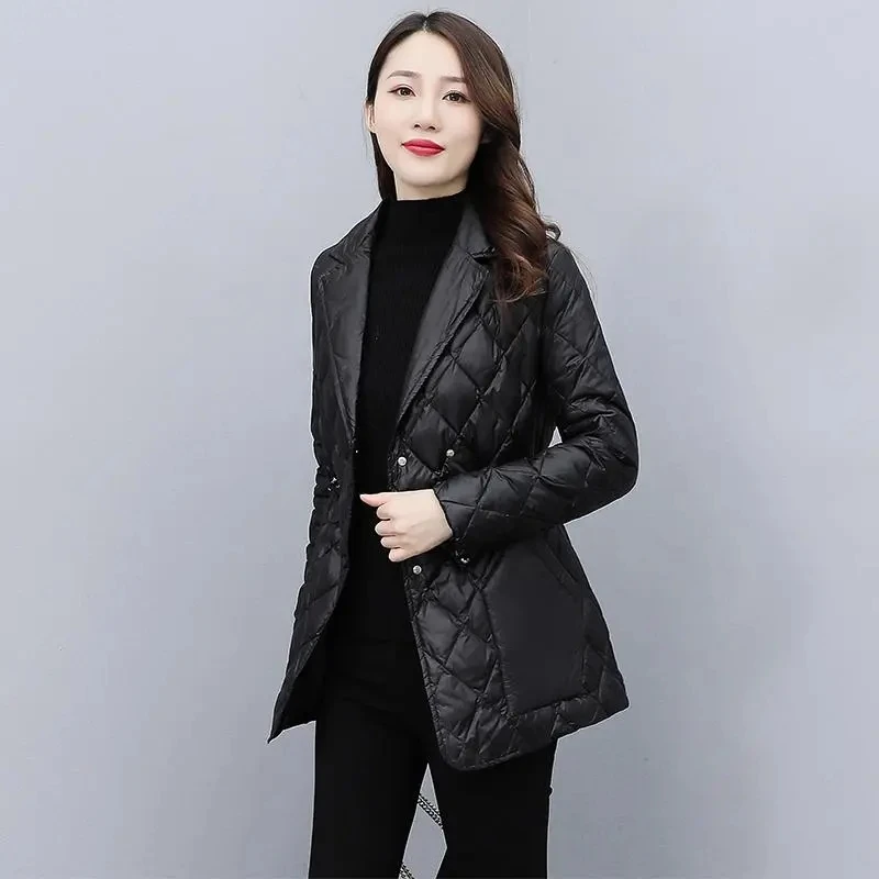 Down Cotton Jacket Women 2023 Autumn Winter New Design Sense Fashion Padded Coat Female Large Size Light Thin Slim Parkas