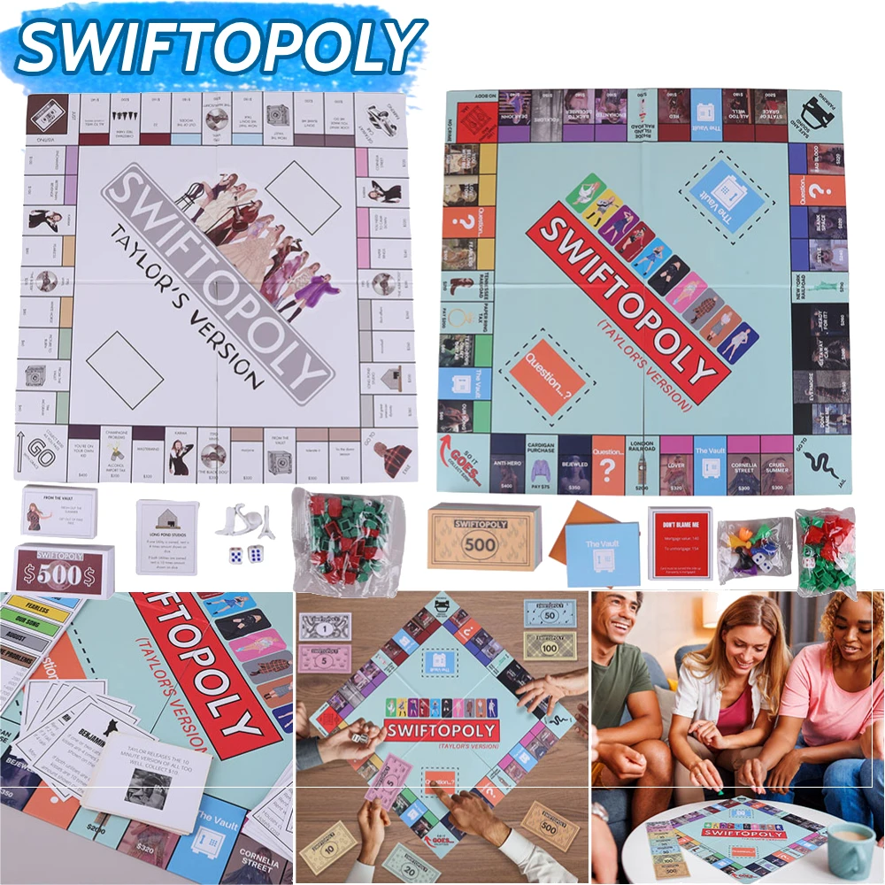 Board Game Fun Party Game Fans Interactive Board Game Family Games for SWIFTOPOLY For Taylor Swiftie Monopoly Board Game For Kid