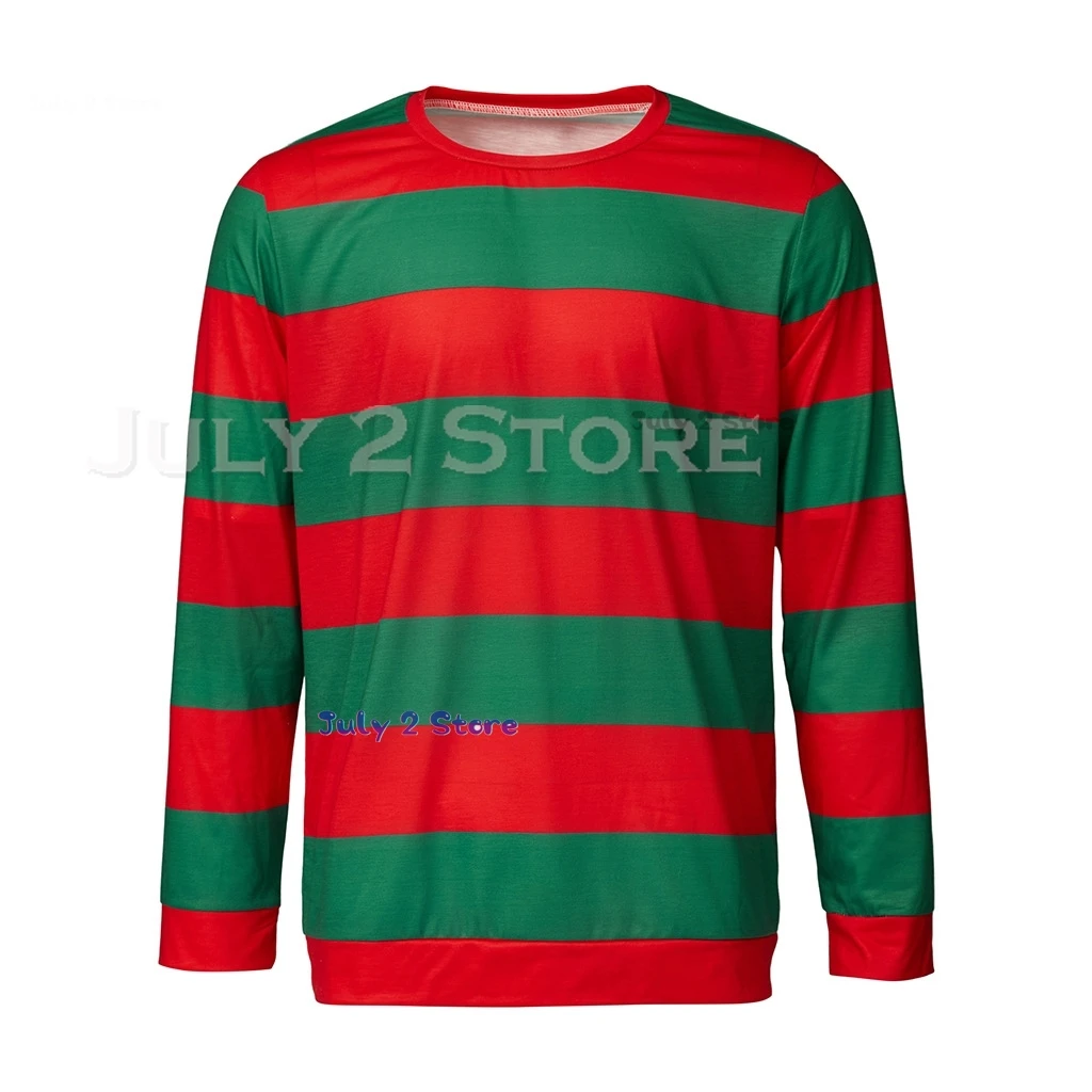 길거리 악몽 프레디 코스 크루거, 무서운 코스프레 줄무늬 스웨터, 할로윈 크리스마스 역할 놀이, 무서운 성인