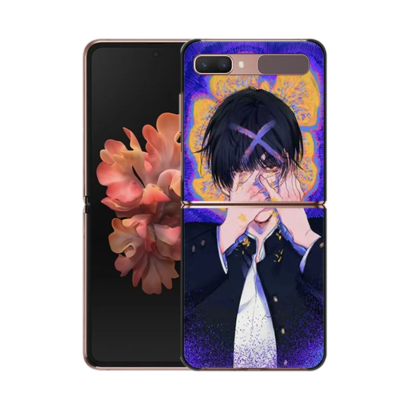 Black Phone Cases for Samsung Z Flip 6 5 4 3 Vaporwave Girl Anime Hard Galaxy ZFlip6 Flip5 Flip4 Flip3 Mobile Phone Shell Cover