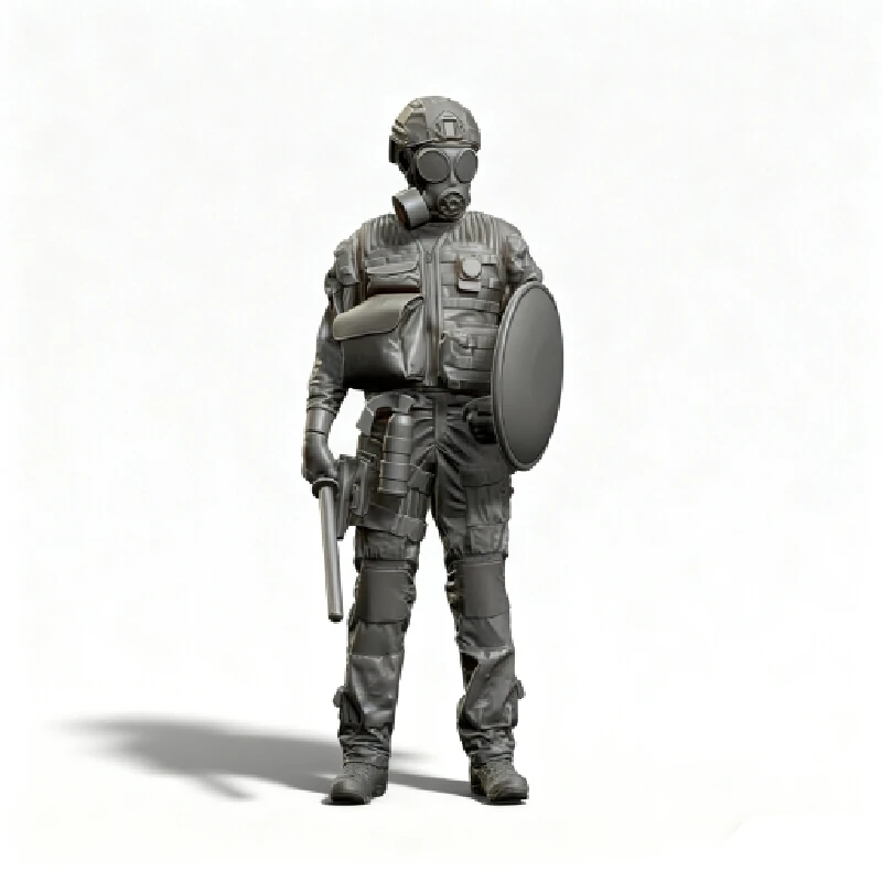 1/35 Resin Model Figure Police Officers Wearing Gas Masks Gk Micro Miniature 3d Printed White Model Toy Unassembled And Unpainte