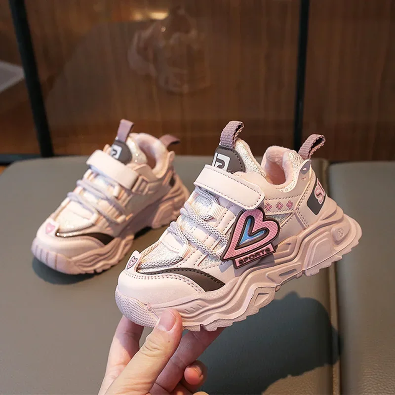 

Children's Winter Sneakers Thin Fur Lined Girl Ankle Boots Pink Lace Up Shoes 2023 for Kids Fashion Casual Clunky Shoe 27-37