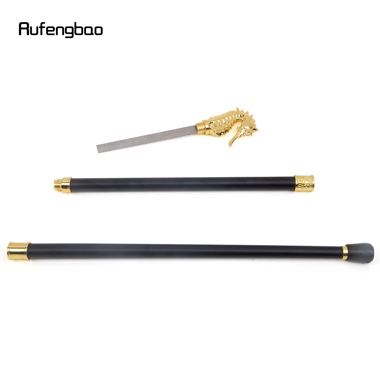 Goldener Luxus Hippocampus Gehstock mit versteckter Platte Selbstverteidigung Mode Rohr platte Cosplay Crosier Stick 93cm